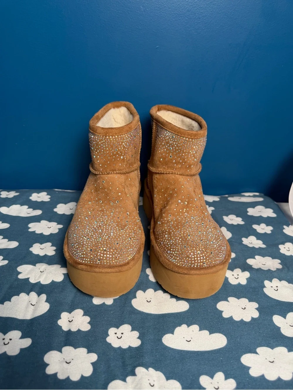 Madden Girl Rhinestone Platform Mini Boots Youth Size 7